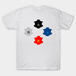 Cardinal Direction Gaiwan Teacup Design T-Shirt